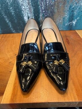 Stuart Weitzman Patent Leather Tassel Loafers Old Money Classic (GUC)